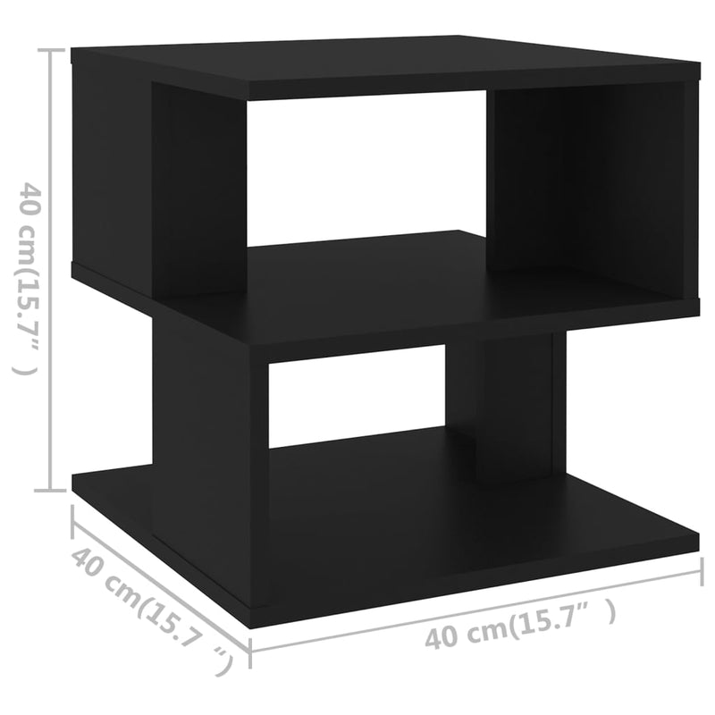 vidaXL fekete forgácslap kisasztal 40 x 40 x 40 cm