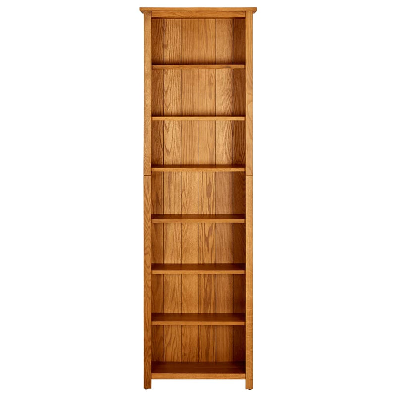 vidaXL 7 szintes tömör tölgyfa könyvespolc 60x22x200 cm