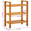 vidaXL tömör tölgyfa cipőtartó 3 polccal 50 x 27 x 60 cm
