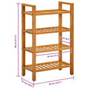 vidaXL tömör tölgyfa cipőtartó 4 polccal 50 x 27 x 80 cm
