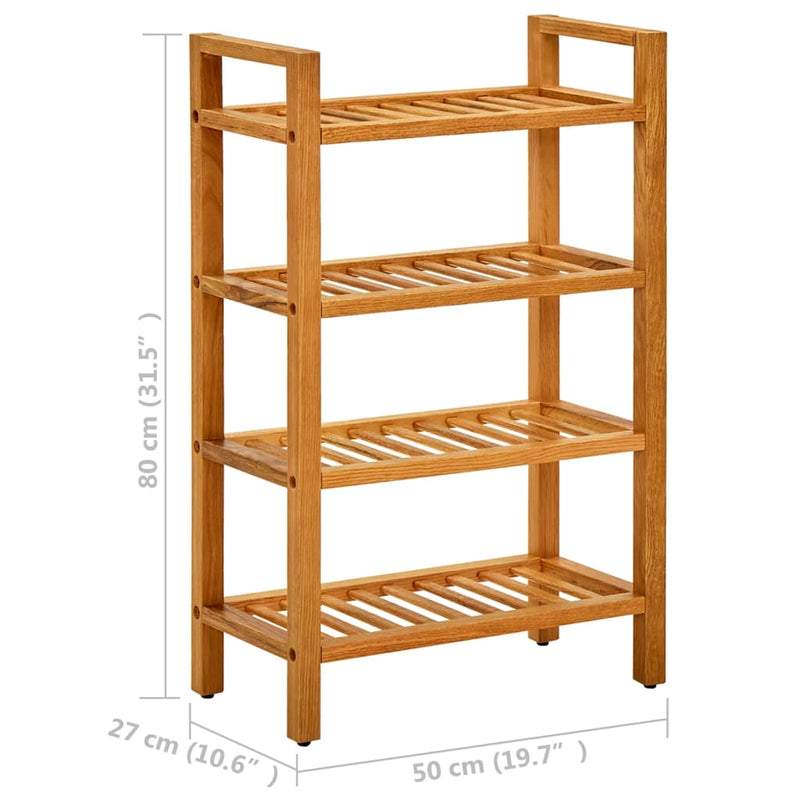 vidaXL tömör tölgyfa cipőtartó 4 polccal 50 x 27 x 80 cm