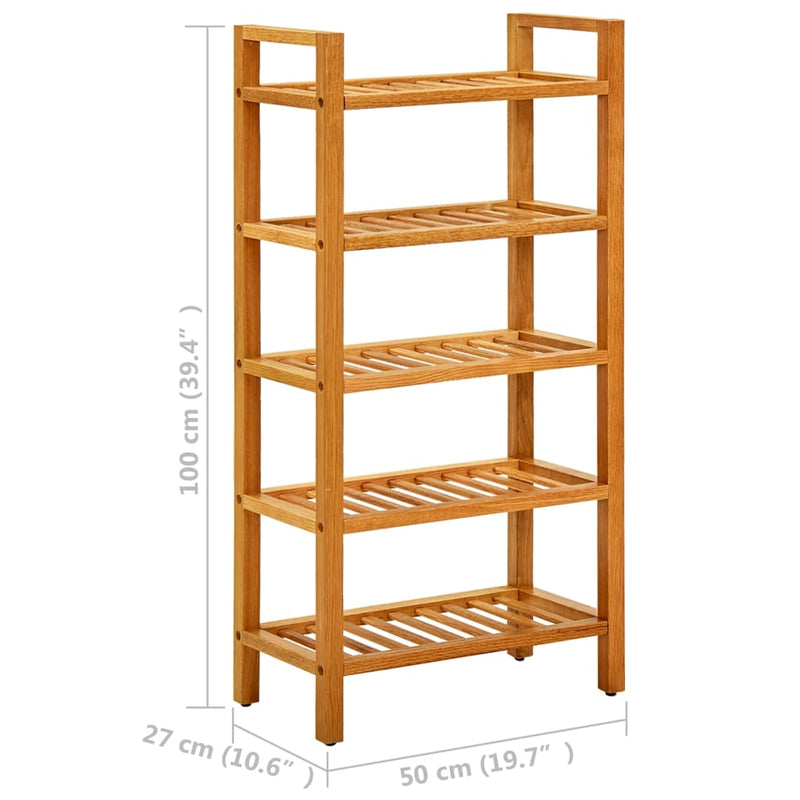 vidaXL tömör tölgyfa cipőtartó 5 polccal 50 x 27 x 100 cm
