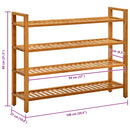 vidaXL tömör tölgyfa cipőtartó 4 polccal 100 x 27 x 80 cm