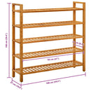 vidaXL tömör tölgyfa cipőtartó 5 polccal 100 x 27 x 100 cm