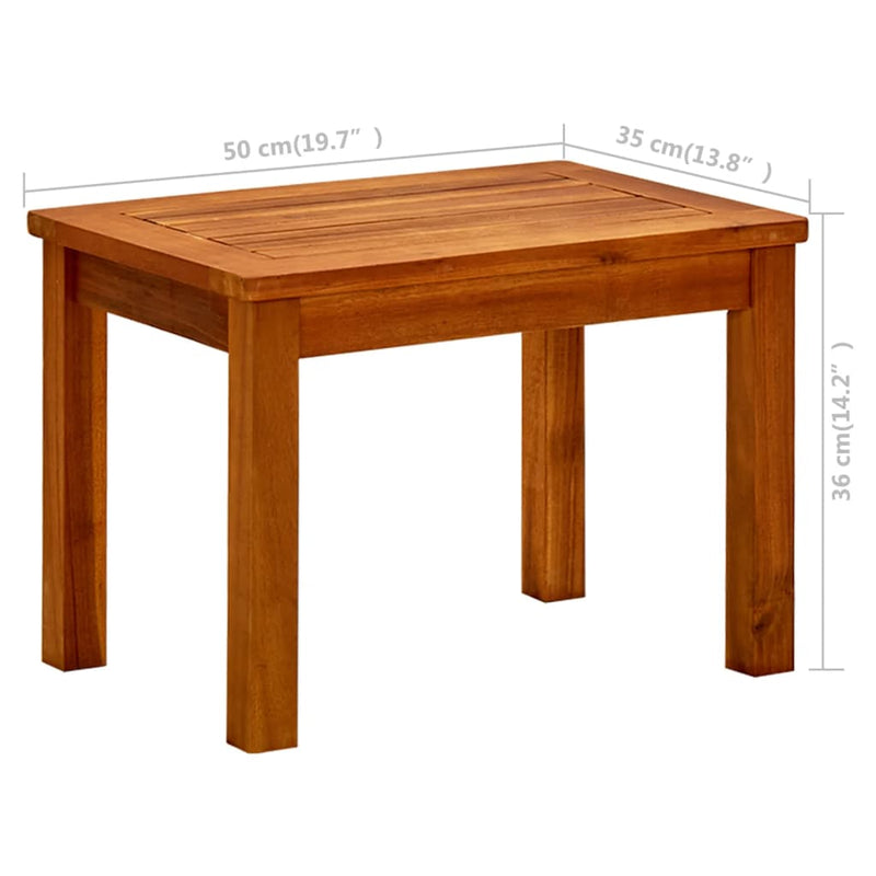 vidaXL tömör akácfa kerti dohányzóasztal 50 x 35 x 36 cm