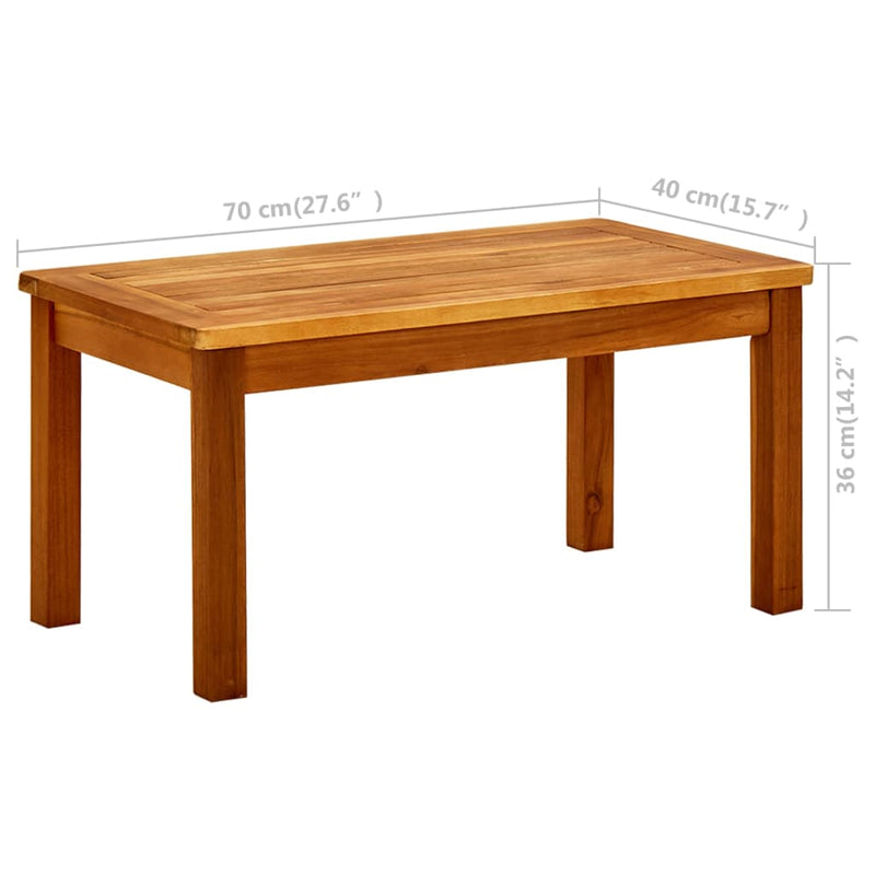 vidaXL tömör akácfa kerti dohányzóasztal 70 x 40 x 36 cm