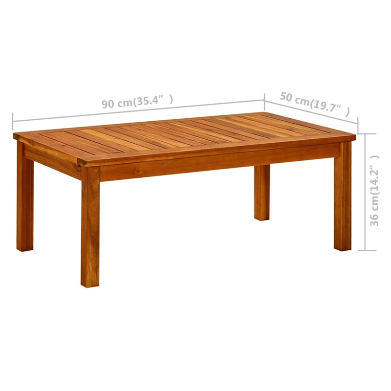 vidaXL tömör akácfa kerti dohányzóasztal 90 x 50 x 36 cm