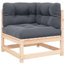 vidaXL tömör fenyőfa kerti sarokkanapé antracitszürke párnákkal
