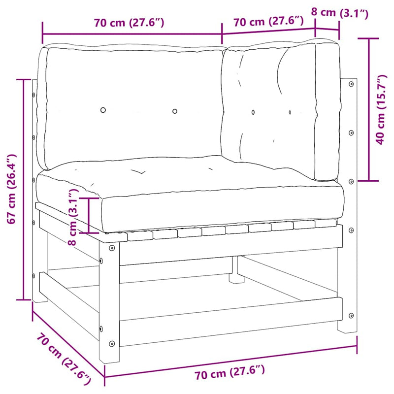 vidaXL tömör fenyőfa kerti sarokkanapé antracitszürke párnákkal
