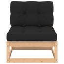 vidaXL tömör fenyőfa kerti középső kanapé párnákkal