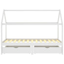 vidaXL fiókos fehér tömör fenyőfa gyerekágykeret 90 x 200 cm