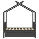 vidaXL sötétszürke tömör fenyőfa gyerekágykeret fiókkal 70 x 140 cm