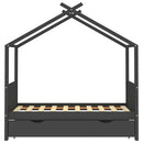 vidaXL sötétszürke tömör fenyőfa gyerekágykeret fiókkal 80 x 160 cm