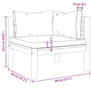 vidaXL elemes akácfa sarokkanapé krémfehér párnával