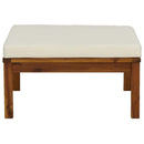 vidaXL tömör akácfa lábtartó krémfehér párnával