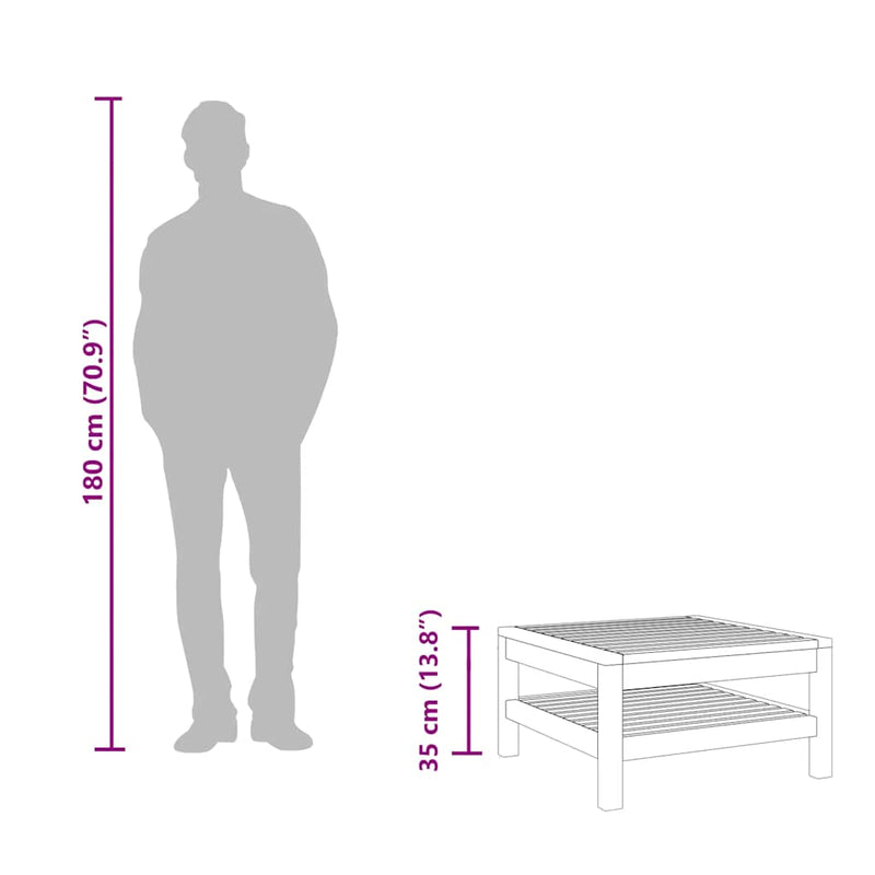 vidaXL tömör akácfa dohányzóasztal 65 x 65 x 35 cm
