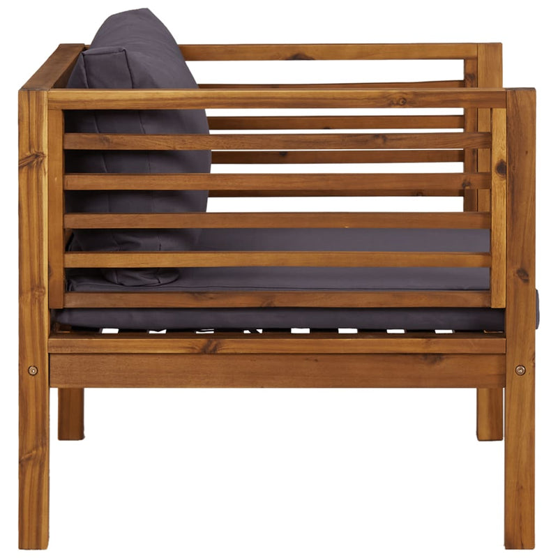 vidaXL tömör akácfa kerti szék sötétszürke párnákkal