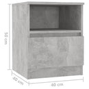 vidaXL 2 db betonszürke szerelt fa éjjeliszekrény 40 x 40 x 50 cm