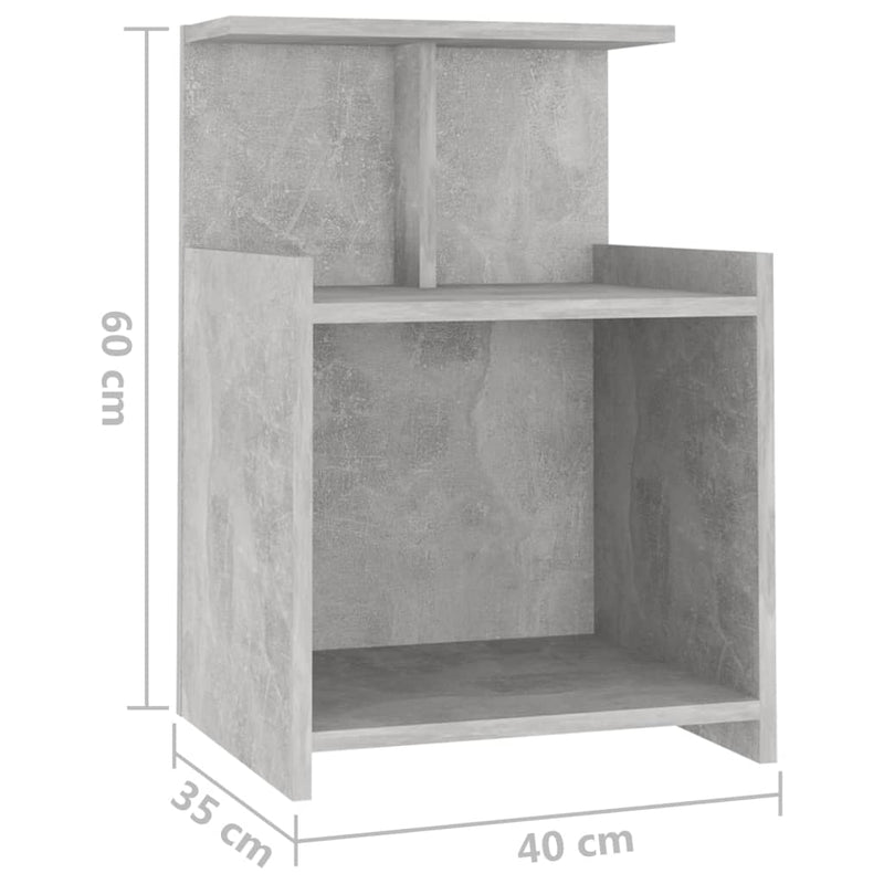 vidaXL 2 db betonszürke szerelt fa éjjeliszekrény 40 x 35 x 60 cm