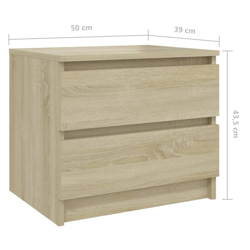 vidaXL 2 db sonoma tölgy színű szerelt fa éjjeliszekrény 50x39x43,5 cm