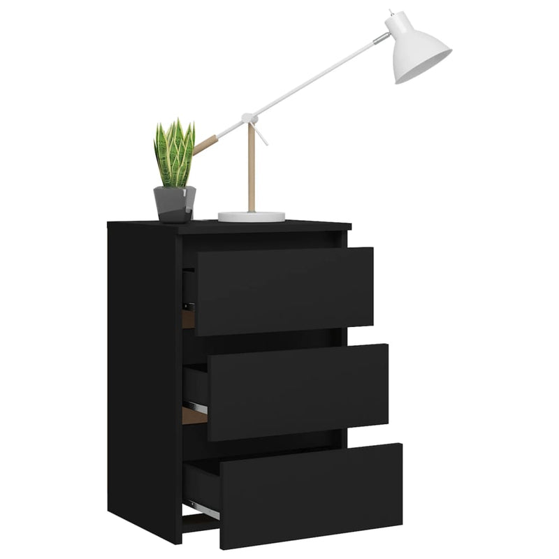 vidaXL fekete szerelt fa éjjeliszekrény 40 x 35 x 62,5 cm