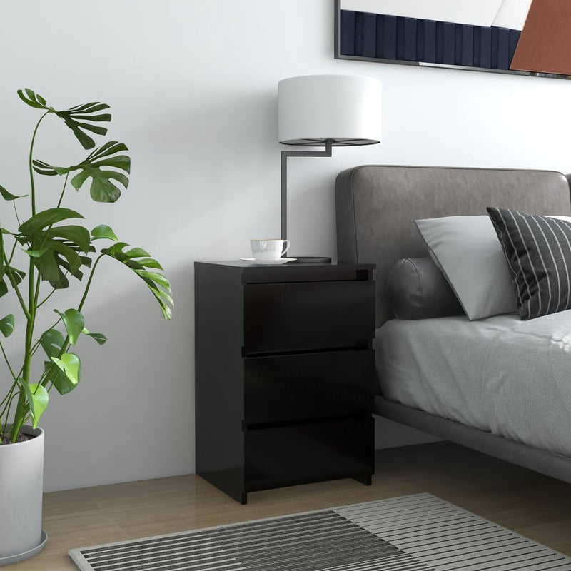vidaXL fekete szerelt fa éjjeliszekrény 40 x 35 x 62,5 cm