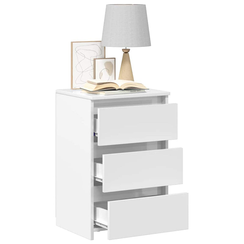 vidaXL 2 db magasfényű fehér szerelt fa éjjeliszekrény 40x35x62,5 cm