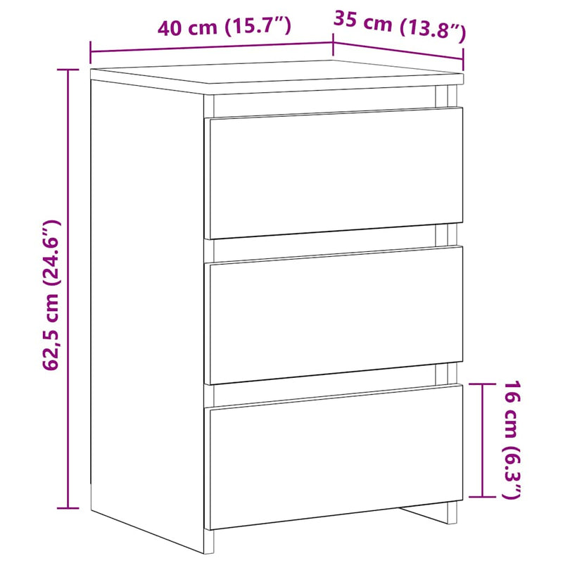 vidaXL 2 db magasfényű fehér szerelt fa éjjeliszekrény 40x35x62,5 cm