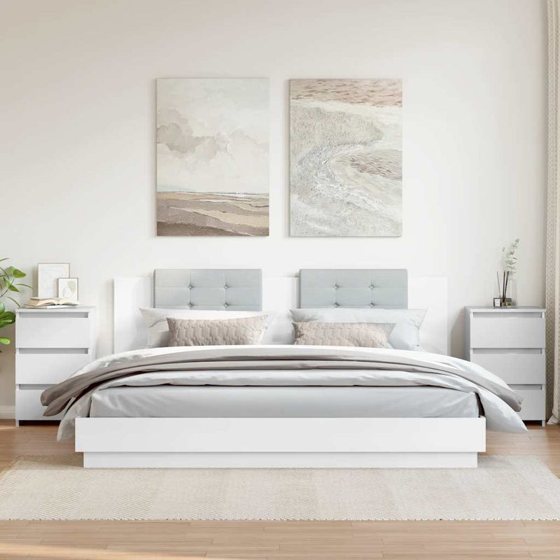 vidaXL 2 db magasfényű fehér szerelt fa éjjeliszekrény 40x35x62,5 cm