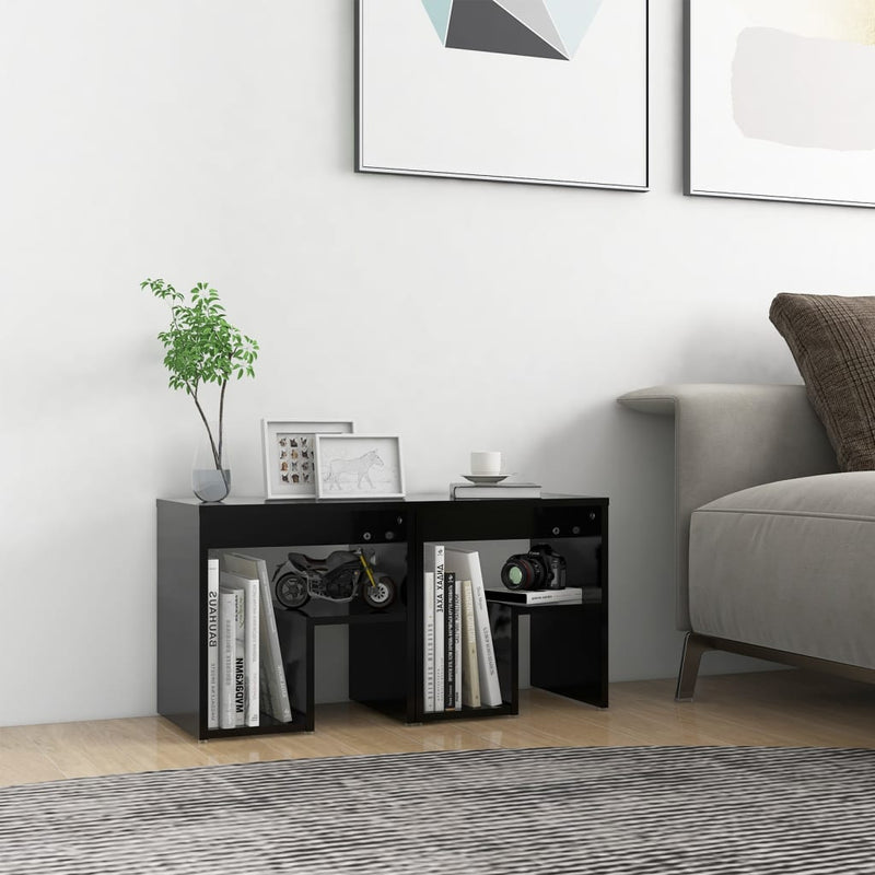 vidaXL 2 db fekete szerelt fa éjjeliszekrény 40 x 30 x 40 cm