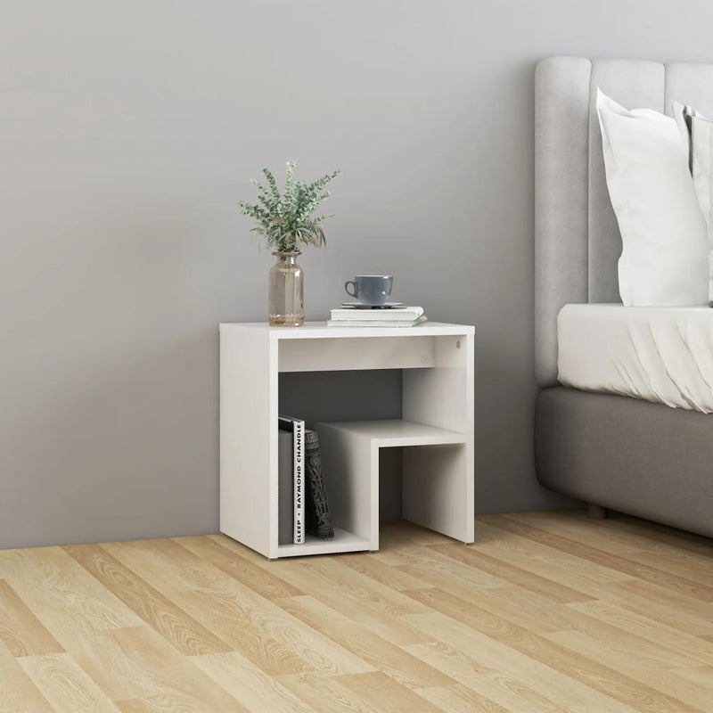 vidaXL 2 db magasfényű fehér szerelt fa éjjeliszekrény 40 x 30 x 40 cm