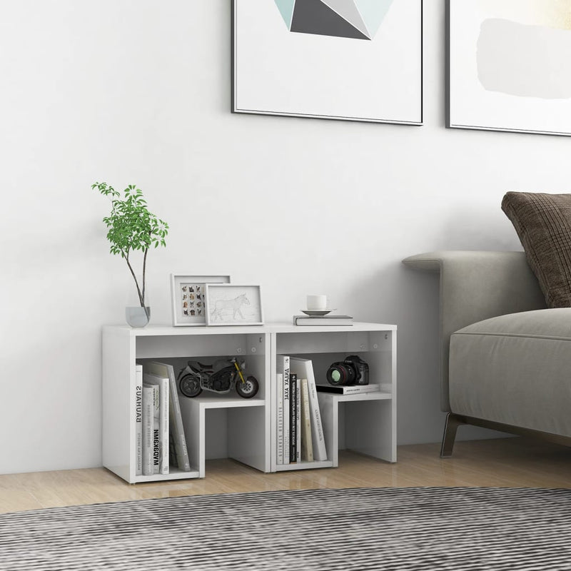 vidaXL 2 db magasfényű fehér szerelt fa éjjeliszekrény 40 x 30 x 40 cm