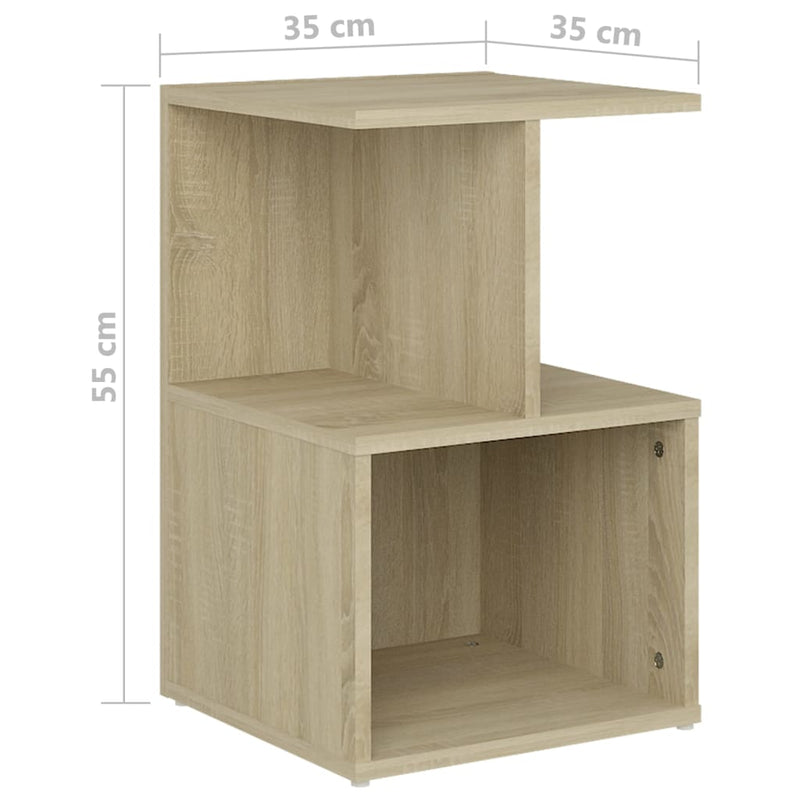 vidaXL 2 db sonoma tölgy színű szerelt fa éjjeliszekrény 35x35x55 cm
