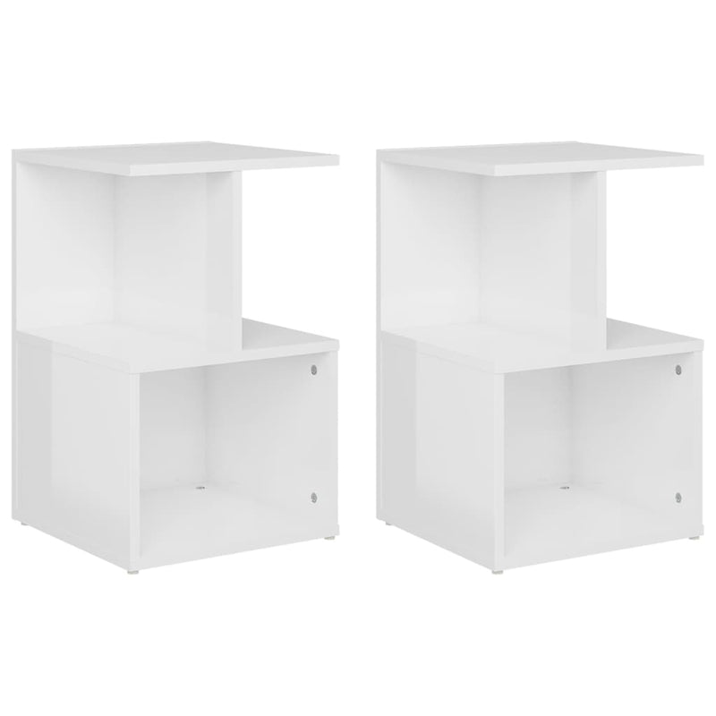 vidaXL 2 db magasfényű fehér szerelt fa éjjeliszekrény 35 x 35 x 55 cm