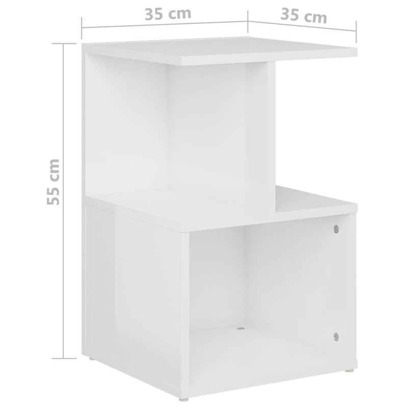 vidaXL 2 db magasfényű fehér szerelt fa éjjeliszekrény 35 x 35 x 55 cm
