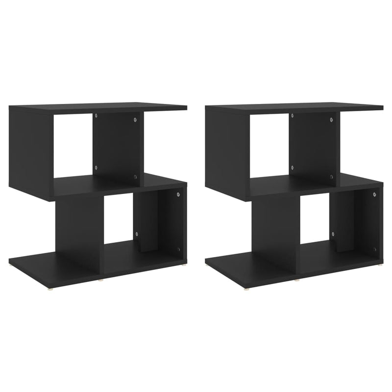 vidaXL 2 db fekete szerelt fa éjjeliszekrény 50 x 30 x 51,5 cm
