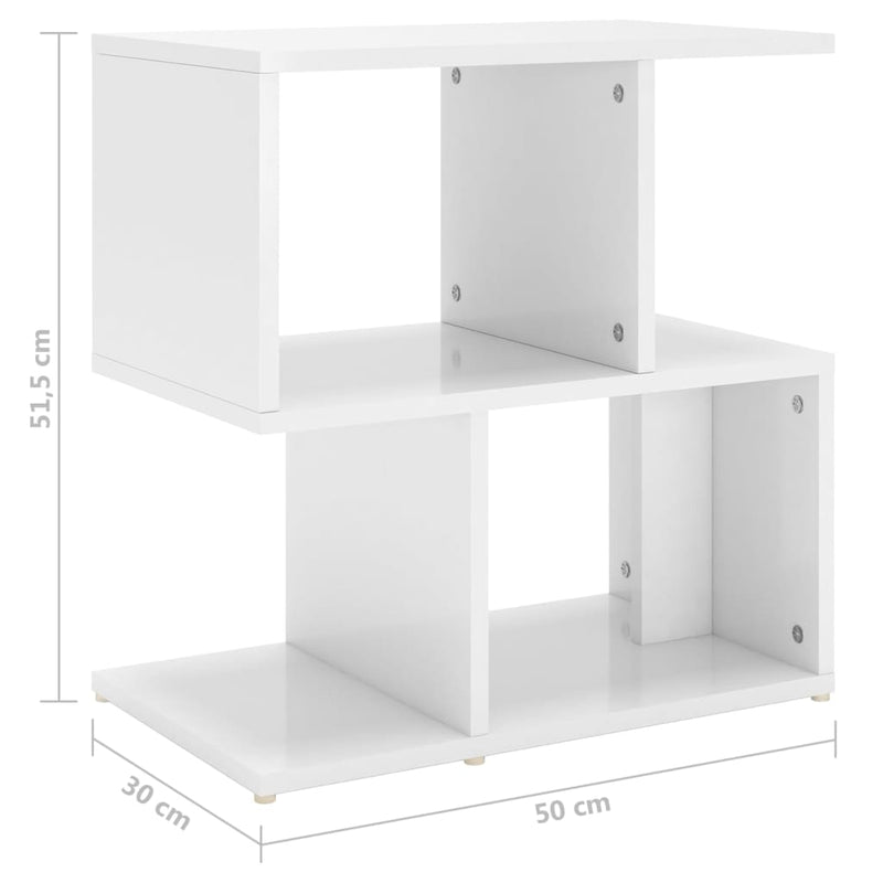 vidaXL 2 db magasfényű fehér szerelt fa éjjeliszekrény 50x30x51,5cm