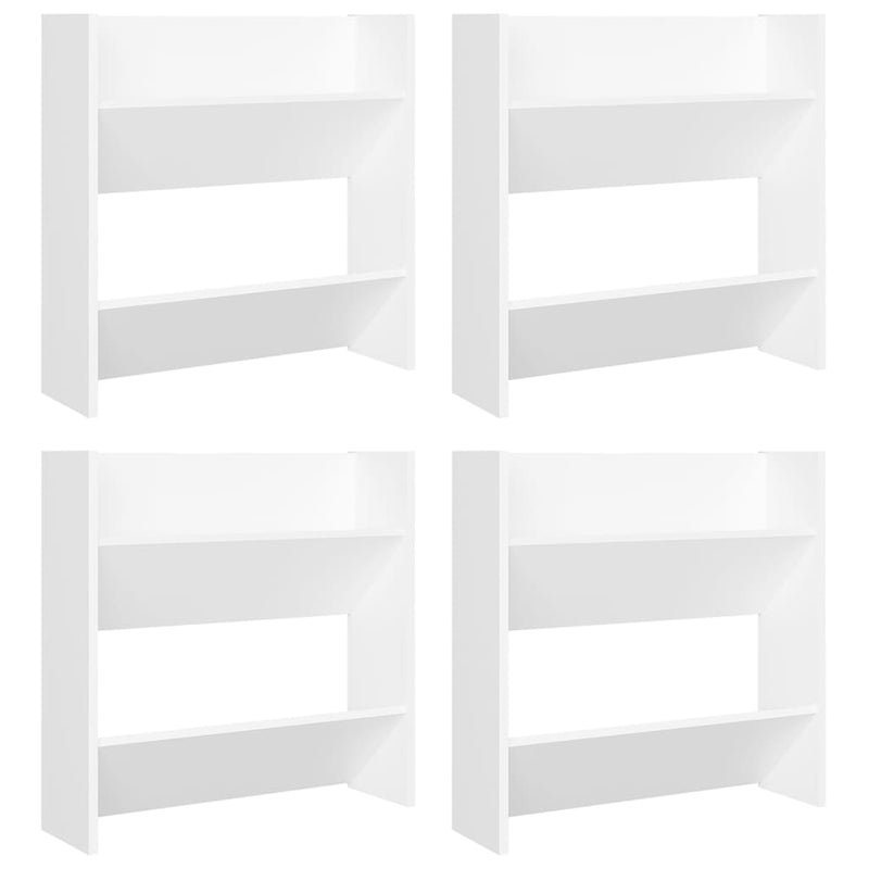 vidaXL 4 db fehér szerelt fa fali cipősszekrény 60 x 18 x 60 cm
