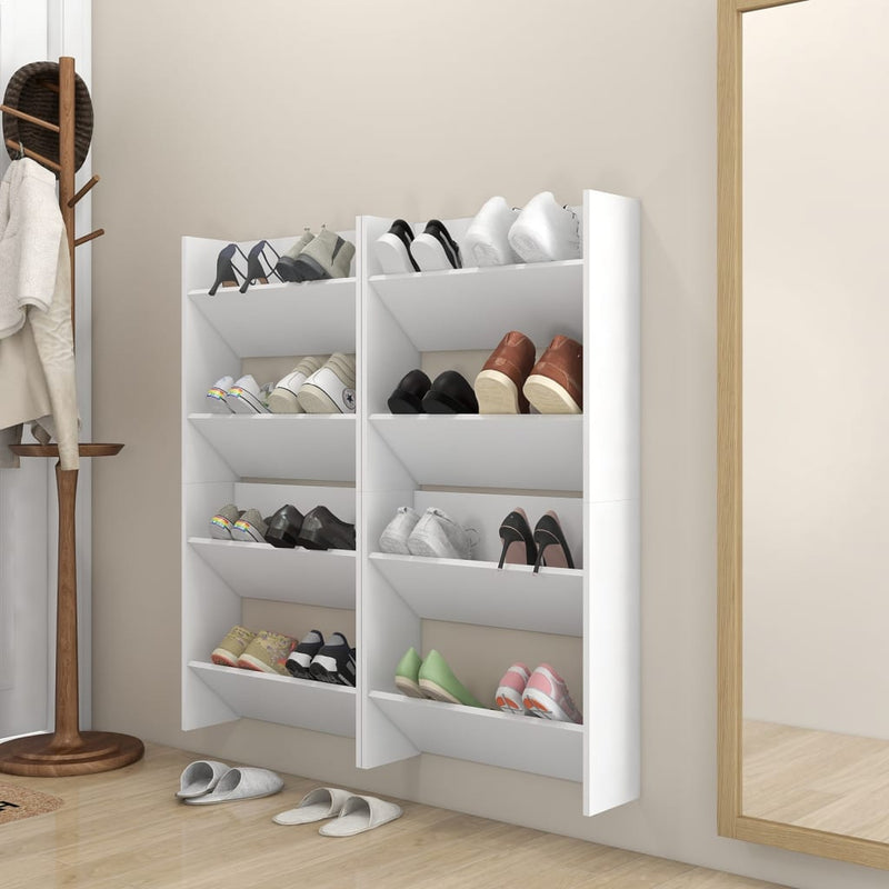 vidaXL 4 db fehér szerelt fa fali cipősszekrény 60 x 18 x 60 cm