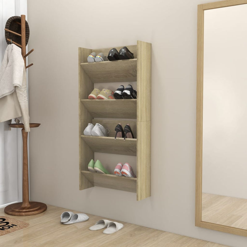 vidaXL 2 db sonoma-tölgyszínű fali cipősszekrény 60 x 18 x 60 cm