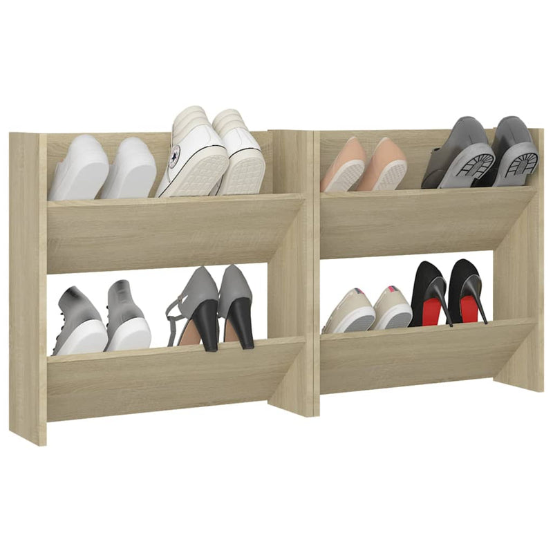 vidaXL 2 db sonoma-tölgyszínű fali cipősszekrény 60 x 18 x 60 cm