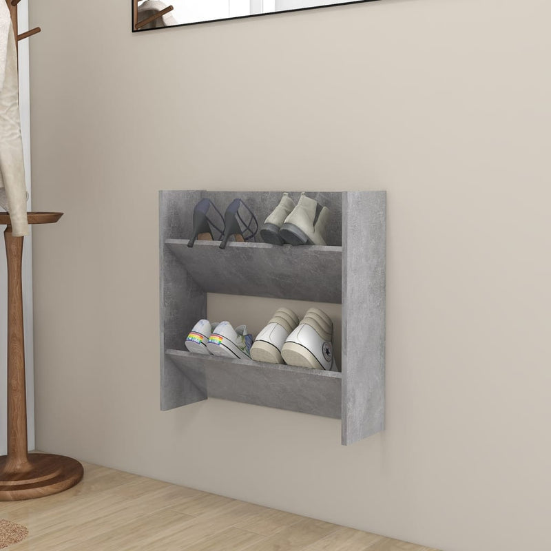 vidaXL betonszürke forgácslap fali cipősszekrény 60 x 18 x 60 cm