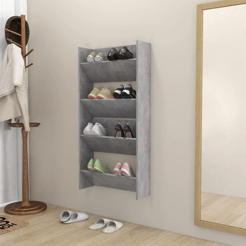 vidaXL 2 db betonszürke fali cipősszekrény 60 x 18 x 60 cm