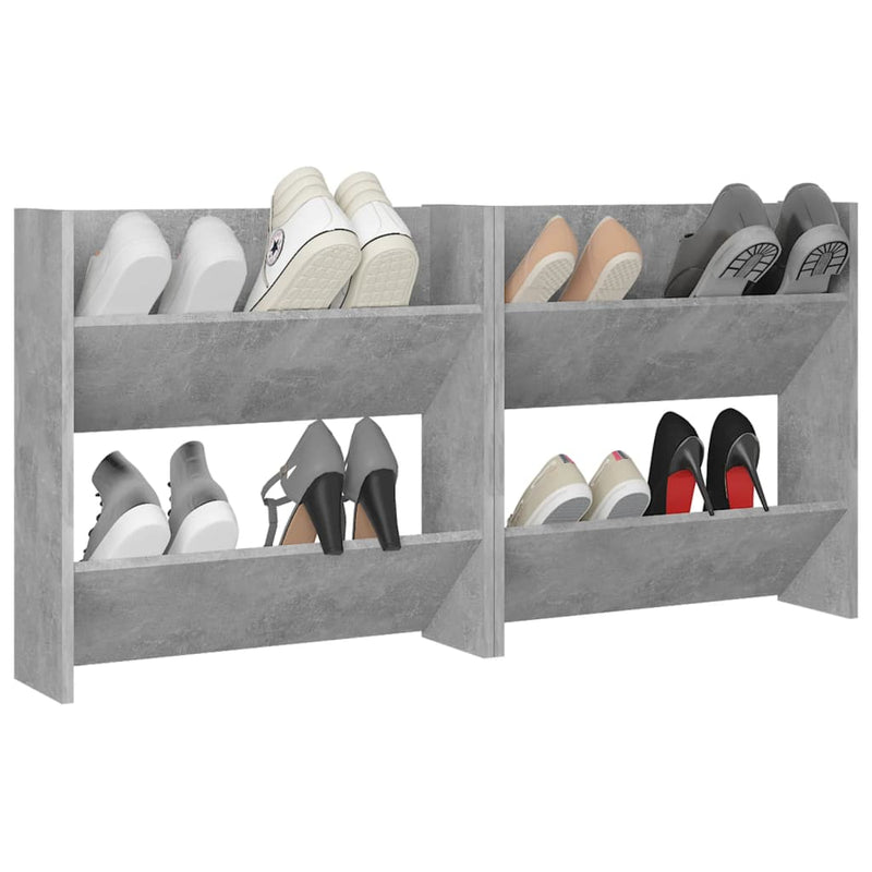vidaXL 2 db betonszürke fali cipősszekrény 60 x 18 x 60 cm