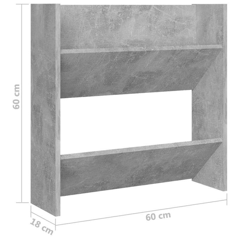 vidaXL 2 db betonszürke fali cipősszekrény 60 x 18 x 60 cm