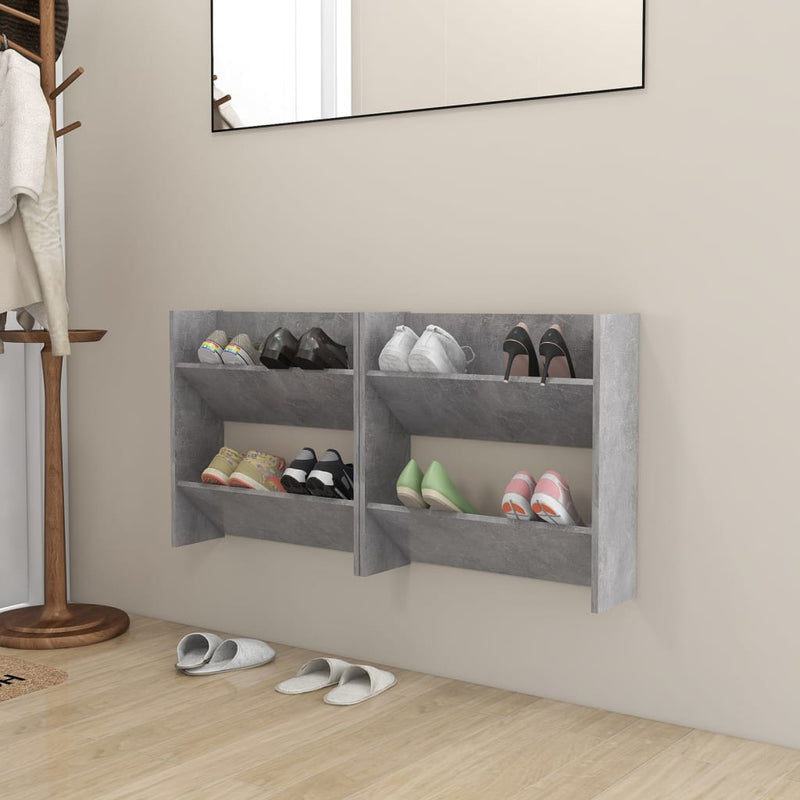 vidaXL 2 db betonszürke fali cipősszekrény 60 x 18 x 60 cm