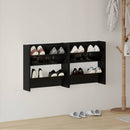 vidaXL 2 db magasfényű fekete szerelt fa fali cipősszekrény 60x18x60cm