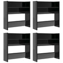 vidaXL 4 db magasfényű fekete szerelt fa fali cipősszekrény 60x18x60cm