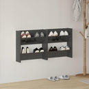 vidaXL 2 db magasfényű szürke szerelt fa fali cipősszekrény 60x18x60cm