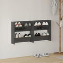 vidaXL 2 db magasfényű szürke szerelt fa fali cipősszekrény 60x18x60cm